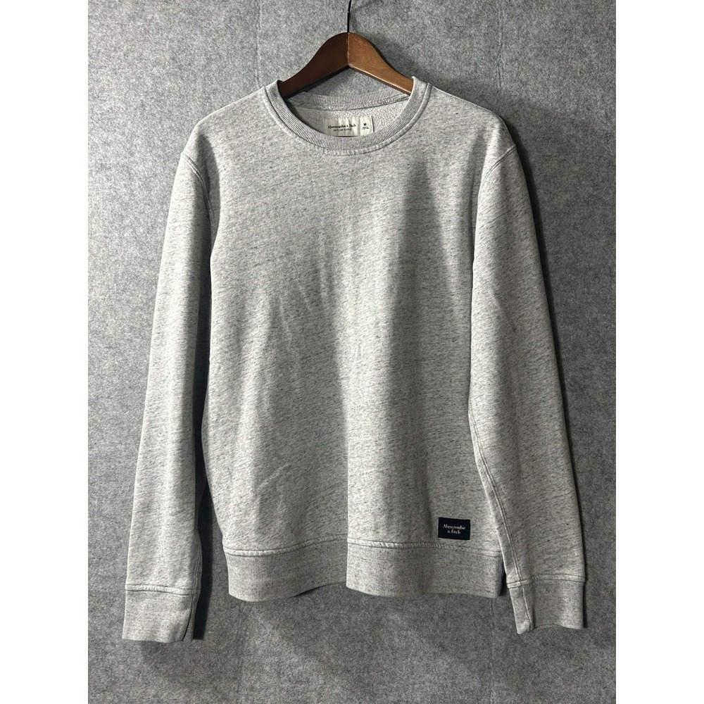 Abercrombie & Fitch‎ Soft A&F Fleece Crewneck Sweater Mens MED Gray 90s Y2K Prep